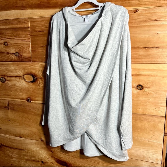 Athleta Purana Wrap Super Soft Heather Gray Cowl Neck Hooded Sweater - Picture 5 of 11